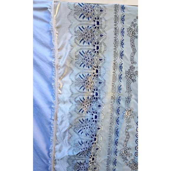 Alpha Ittech Tex Printed Blue Gray Silver Floral Tablecloth 85x53 Geometric Star - Picture 10 of 11